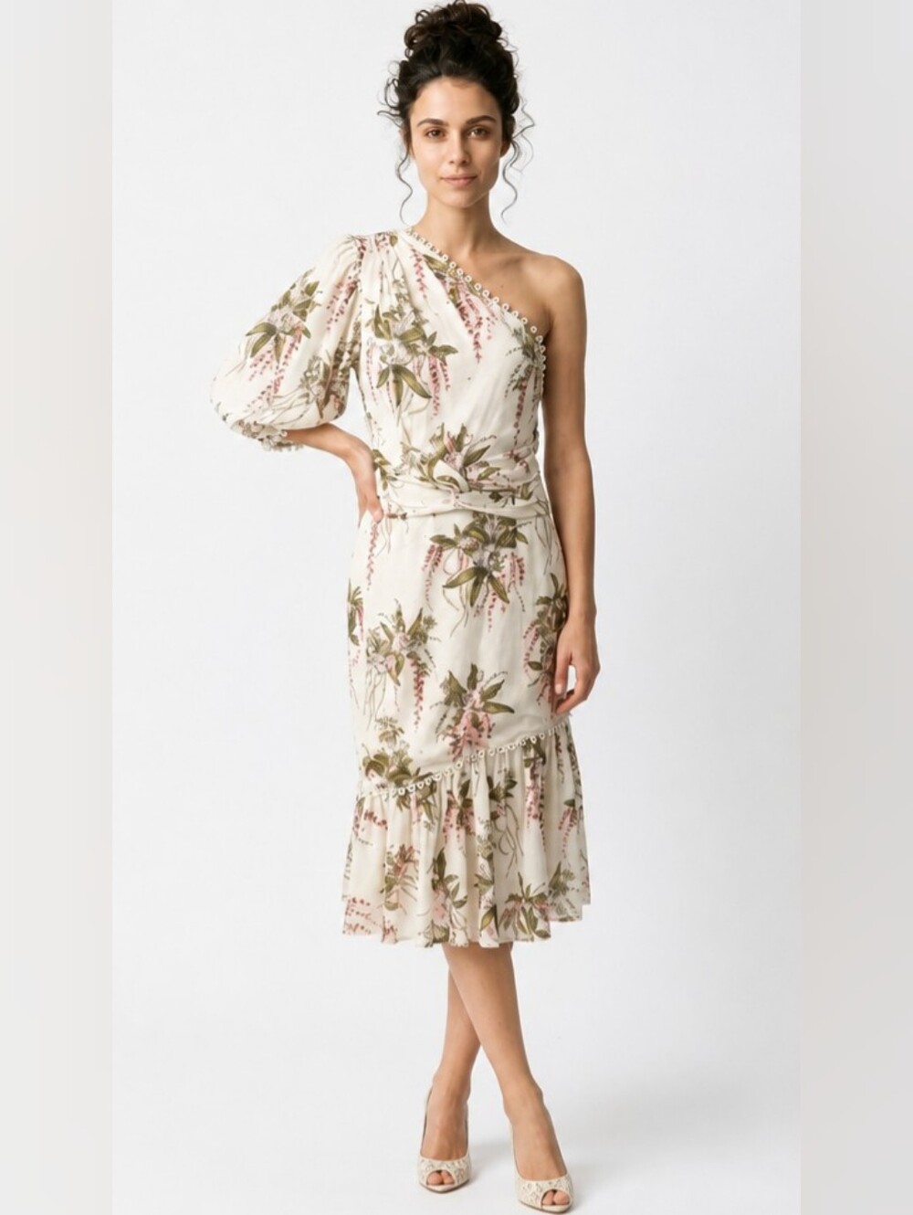 EDIT One Shoulder Floral Midi Dress Size 10/12